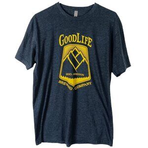 GoodLife Brewing Co T-Shirt Men's Medium Blue Beer Logo Tee Bend Oregon